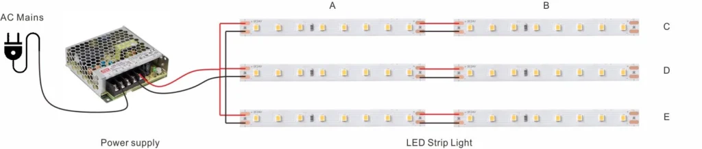 wiring installation guide of led strip light for serial parallel circuit